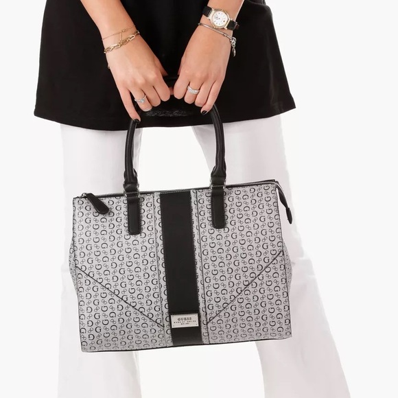 Guess Handbags - Guess Monogram Bag in Black and Gray